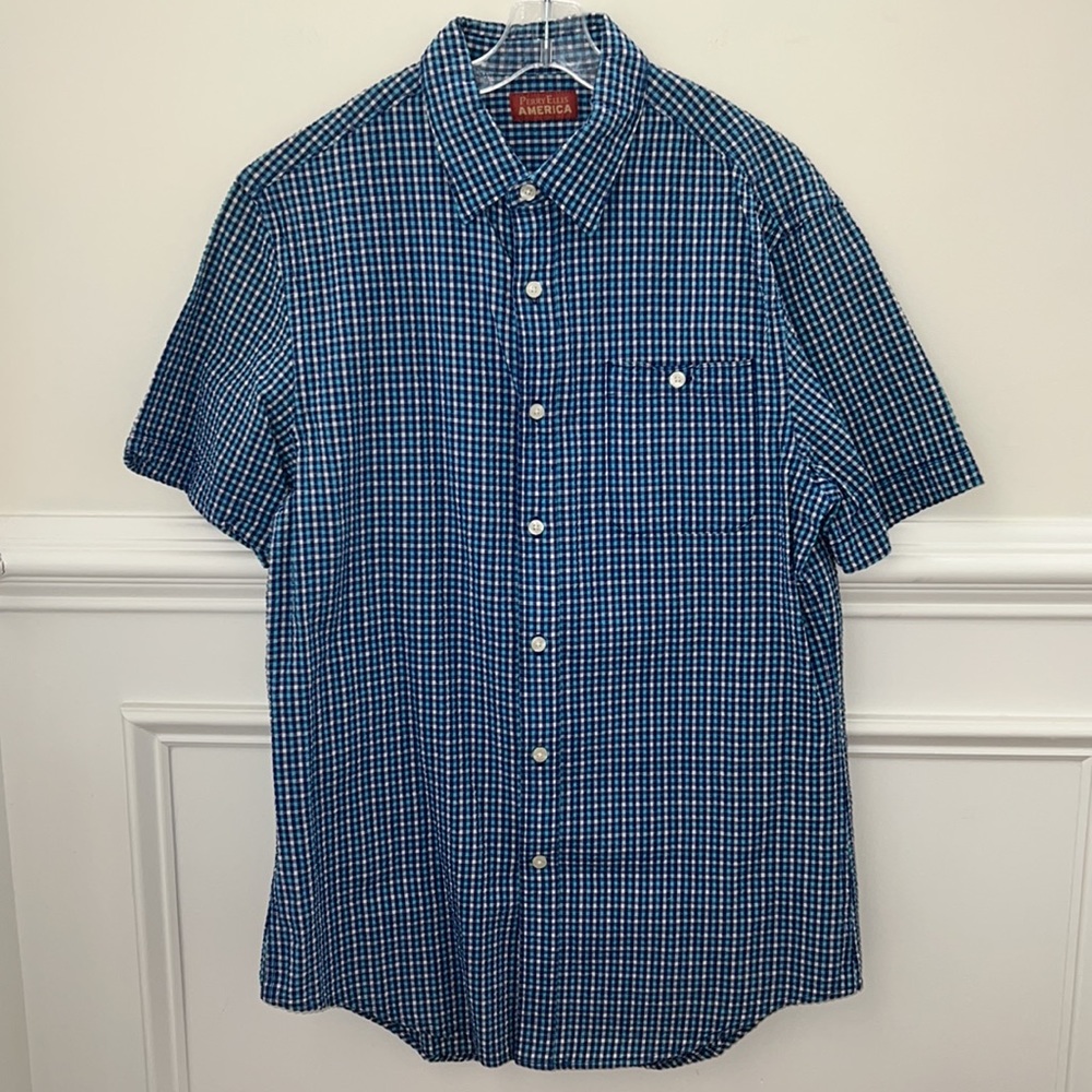 Perry Ellis America Men’s Casual Short Sleeve Button Down Shirt Size S
